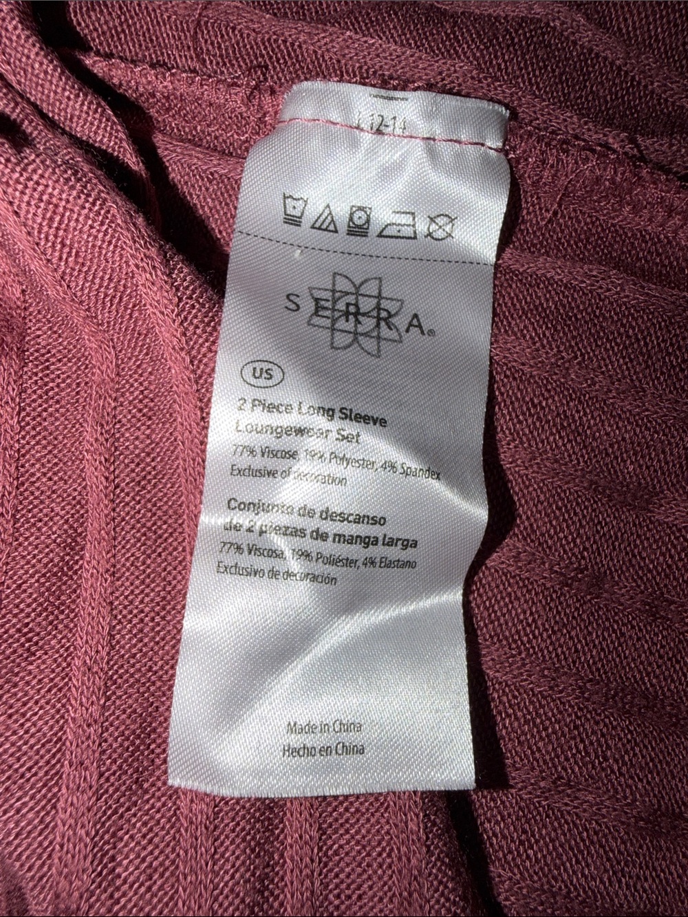 Serra Ribbed Two-Piece Cozy Ribbed Lounge Set - Berry - Size L - Picture 7 of 7